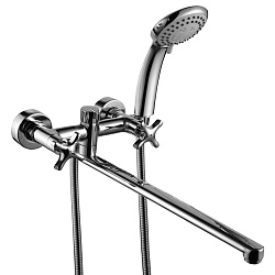 Смеситель универсальный с поворотным изливом 35 см, двуручковый, поворотный переключатель, 3-х режим