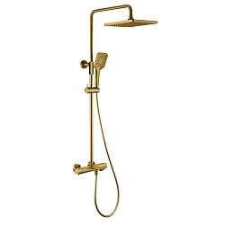 Душевая стойка Next VSFS-1N1TBG термостатическая с изливом, 25см верх душ, брашированное золото, , ш