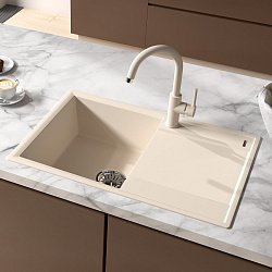 IMANDRA 760 Мойка кухонная из кварцгранита цвет: шампань  комплектация: крепеж, сливная арматура с п