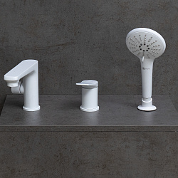 ВЫВОД BRONX Встраиваемый смеситель на борт ванны на 3 отверстия, латунь/белый матовый, LM3745MW