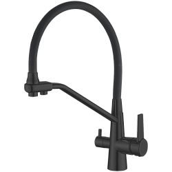 Смеситель для кухни с подключением фильтра, гибкий излив, латунь, черный HB76855-7