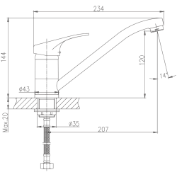 Смеситель для кухни, латунь, хром HB4913