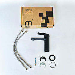 Смеситель для умывальника, черный матовый, Azure, Milardo, AZUBL00M01