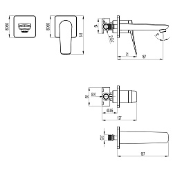 BRONX Встраиваемый смеситель для раковины, излив 17 см, латунь/черный, LM3736BL