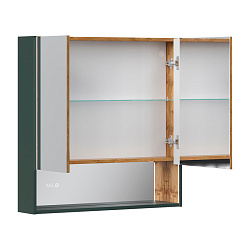 Шкаф зеркальный Gleam 80.2D, зеленый камень/дуб вотан