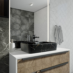 Corpa Nera Grossi/Гросси 48 раковина накладная с полочкой под смеситель, черный мрамор