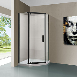 Душевой уголок Stresa VSP-1S900CLB, 900*900, черный, стекло прозрачное , , шт