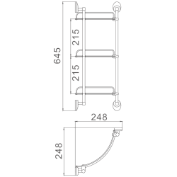 Полка стеклянная 3-ярусная, хром HB1607-3