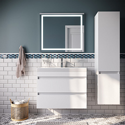 Тумба с умывальником подвесная с ящиками, белая, 80 см, Zodiac, IDDIS Подходит ум.3508000i28