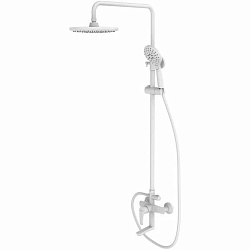 Смеситель с верхним душем и изливом, белый матовый, Ray, IDDIS, RAYWT3Fi06