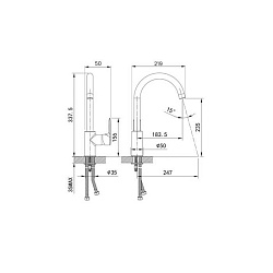 Смеситель для кухни, Cuba, IDDIS, CU5BLJ0i05