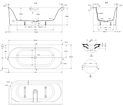 Ванна акриловая Vincea VBT-704-1800-L, 1800*800*585, цвет белый, левая, щелевой перелив, слив белый,
