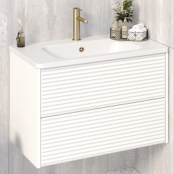 Тумба/2 ящ/подвесная/белая/раковина Палермо(80см) Parma /AQUA DE MARCO