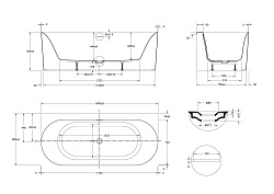 Ванна акриловая Vincea VBT-703-1800, 1800*800*585, цвет белый, щелевой перелив, слив белый, , шт