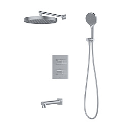 Душевая система с тропическим, ручным душем и изливом, термостат, глянц. хром, Duna, ID, DUNSBSTi68