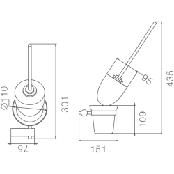 Ёршик туалетный настенный, бронза HB8410-4