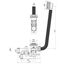 Сифон для ванны Prime Black универсальный клик-клак