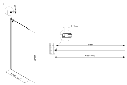 Душевая перегородка Walk-In VSW-7HA900CLB, 900*2000, черный матовый, стекло прозрачное, , шт