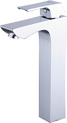 Смеситель для раковины, высокий, монолитный, высота излива 23 см, длина 14 см, латунь/хром