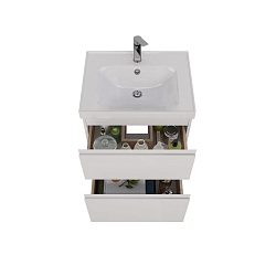 Тумба Lemark VEON 60 см под 1 раковину, подвесная/напольная, 2 ящика, цвет корпуса, фасада: Белый гл