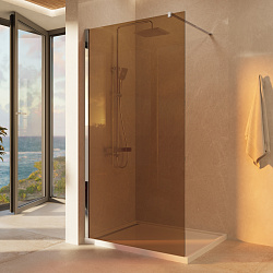 Душевая перегородка Walk-In VSW-1H100GS, 1000*2000, хром, стекло янтарь, , шт