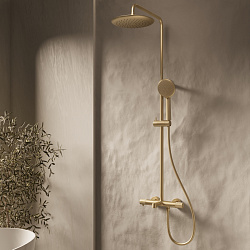 Душевая стойка Desire VSFS-1D1TBG термостатическая с изливом, 25см верх душ, брашированное золото, ,