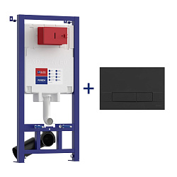 PENEDA Комплект 2в1: Инсталляция для унитазов с кнопкой смыва BIT чёрный матовый Soft touch, 9880213