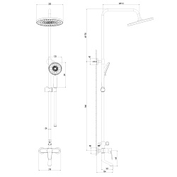 Душевая система с тропическим душем и поворотным изливом, хром