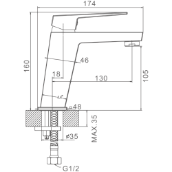 Смеситель для раковины, латунь, хром HB10191