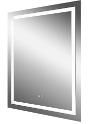 Зеркало Verte LED  500x700 с часами, датчиком движения