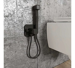 Встраиваемый смеситель с гигиеническим душем, матовый черный, IDDIS, 004BLS0i08