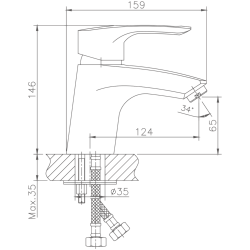 Смеситель для раковины, латунь, хром HB1066
