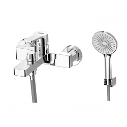 Смеситель для ванны с коротким монолитным изливом, с аксессуарами, хром