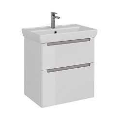 Тумба Lemark BUNO 70 см под 1 раковину, подвесная/напольная, 2 ящика, цвет планки: Серый, цвет корпу