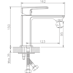 Смеситель для раковины, латунь, хром HB10176