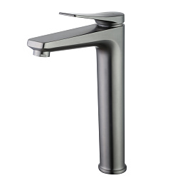 Смеситель для раковины, высокий, монолитный, высота излива 23 см, длина 17 см, с донным клапаном кли