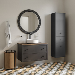 Тумба подвесная, со столешницей МДФ, макадамия орех, 80 см, темно-серый, Torr, IDDIS, TOR80DMi95K