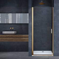 Душевая дверь Alpha VDP-3AL800CLG , брашированное золото, стекло прозрачное, , шт