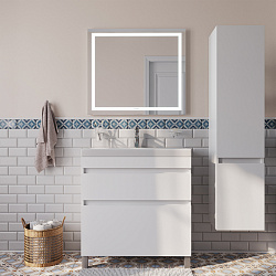 Тумба с умывальником напольная с 2 ящиками, белая, 80 см, Zodiac, IDDIS Подходит ум.3508000i28