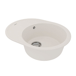 LACHA 620 Мойка кухонная из кварцгранита цвет: жасмин  комплектация: крепеж, сливная арматура с пере