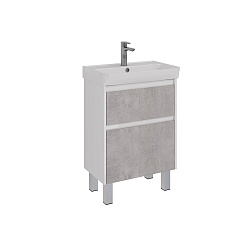 Тумба Lemark COMBI 60 см под 1 раковину, подвесная/напольная, 2 ящика, цвет фасада: Бетон, цвет корп