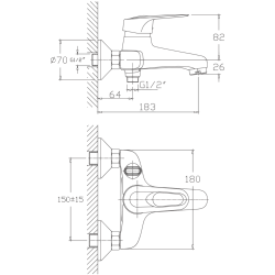 Смеситель для ванны, латунь, хром HB3204