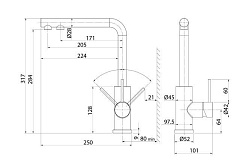 Смеситель для кухни с фильтром, сталь, Rule, IDDIS, RULSTLFi05