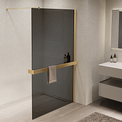 Душевая перегородка Walk-In VSW-1HR100CGG, 1000*2000, брашированное золото, стекло тонированное, , ш