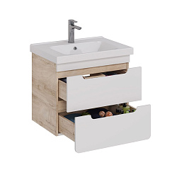 Тумба Lemark OLIVIA 65 см под 1 раковину, подвесная, 2 ящика, цвет корпуса: Дуб кантри, цвет фасада: