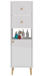 DREJA.eco Шкаф LUNO, 35 см, напольный, правый,  1дв., 2 ящ., 1 откр. полка, белый глянец
