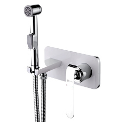 Встраиваемый смеситель с гигиеническим душем, латунь/хром/белый LM4919CW