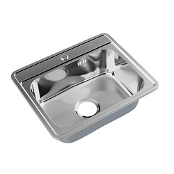 BAS53P0i77, Мойка, нерж. сталь, полир., 530*430, Basic, ID