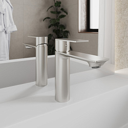 Смеситель для умывальника, сатин, Maze, Milardo, MAZBN00M01