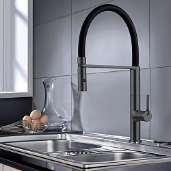 Смеситель для кухни Vincea VKF-114GM, вороненая сталь, , шт